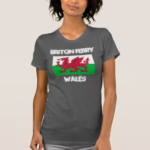 Briton Ferry, Wales with Welsh flag T-Shirt