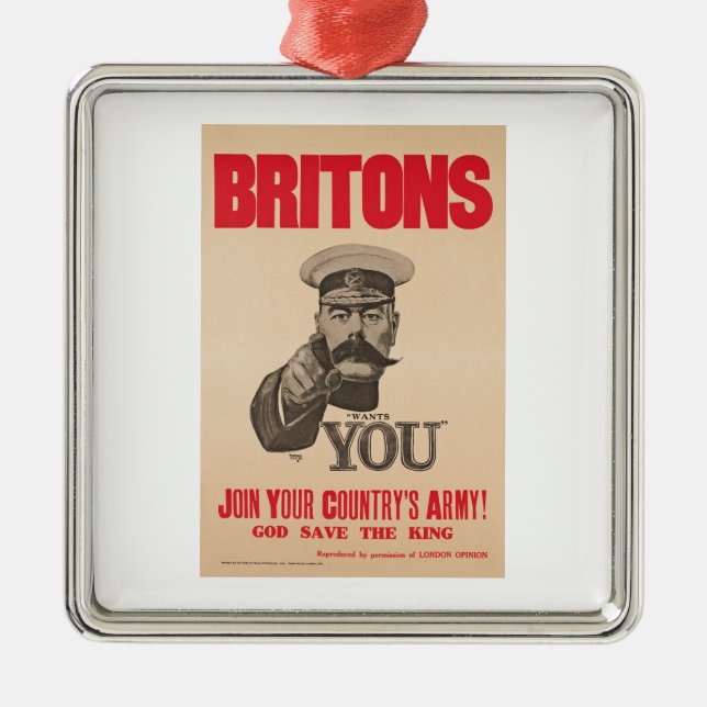 Britons Lord Kitchener Wants You WWI Propaganda Metal Tree Decoration (Front)
