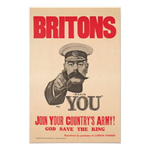 Britons Lord Kitchener Wants You WWI Propaganda Photo Print