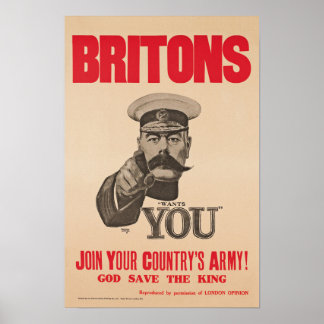 Britons Lord Kitchener Wants You WWI Propaganda Poster