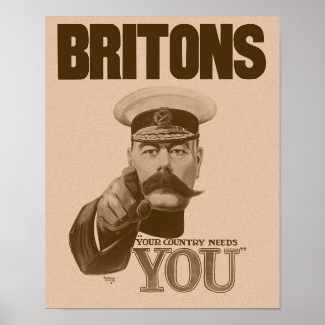 Britons Your Country Needs You - Lord Kitchener Poster (Front)