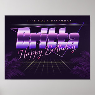 Britta Name Vorname lila retro Poster Geburtstag