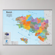 Brittany, administrative card 2020 (in Breton)