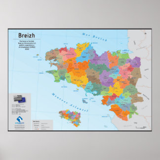 Brittany, administrative card 2020 (in Breton) Poster