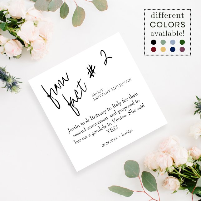 Brittany Black White Fun Fact #2 Cocktail Wedding Napkin (Creator Uploaded)