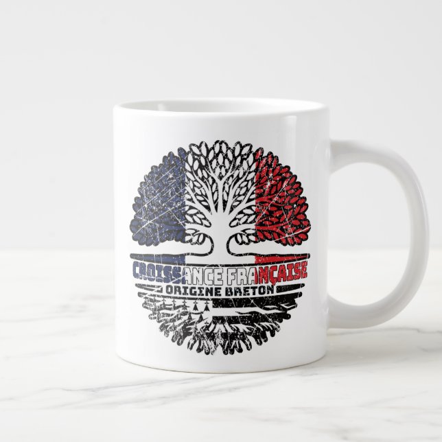 Brittany Breton French France Tree Roots Flag Large Coffee Mug (Right)