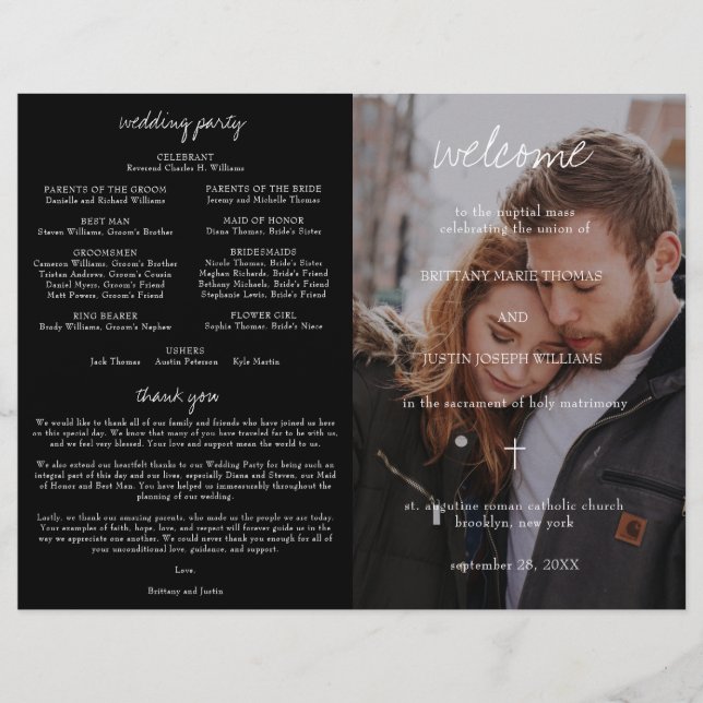 Brittany Catholic Wedding Program with Full Mass (Front)