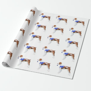 Brittany Christmas Holiday Wrapping Paper Blue