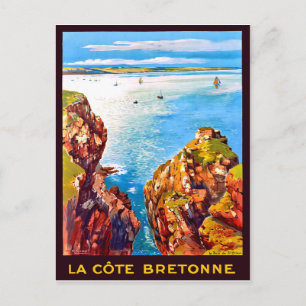 Brittany coastline, areal view, France, travel Postcard