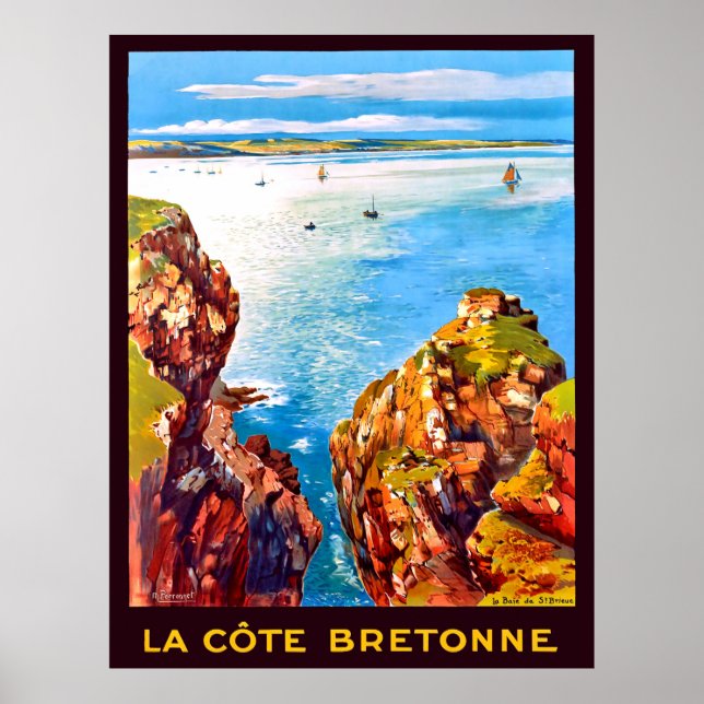 Brittany coastline, areal view, France, travel Poster (Front)