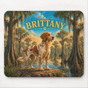 Brittany, Cypress Swamp Vintage Watercolor Dog Art Mouse Mat