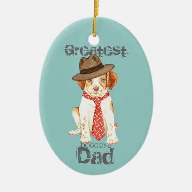 Brittany Dad Ceramic Ornament (Front)