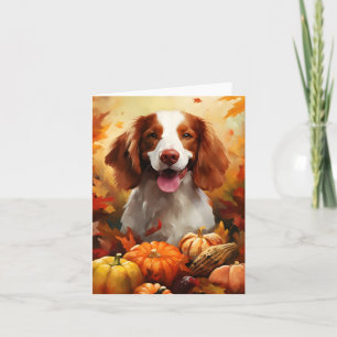 Brittany dog Autumn Thanksgiving  Card
