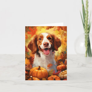 Brittany dog Autumn Thanksgiving  Card