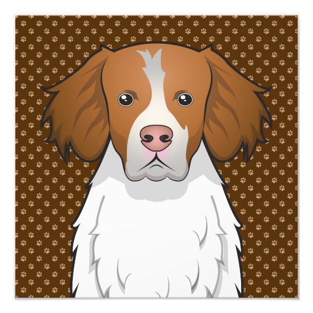 Brittany Dog Cartoon Paws Photo Print (Front)