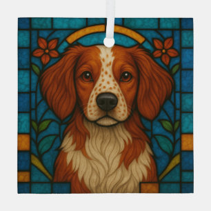 Brittany Dog "Stained Glass" Glass Tree Decoration