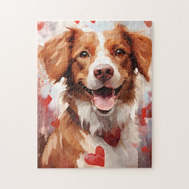 Brittany dog Valentines day Jigsaw Puzzle (Vertical)