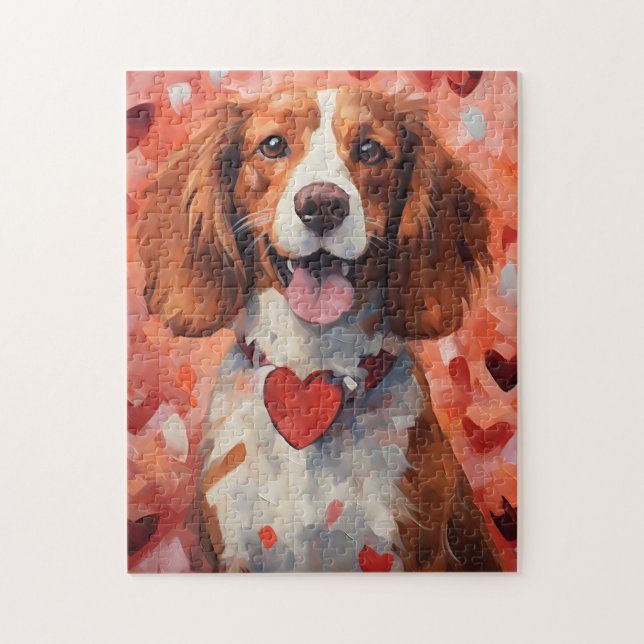 Brittany dog Valentines day Jigsaw Puzzle (Vertical)