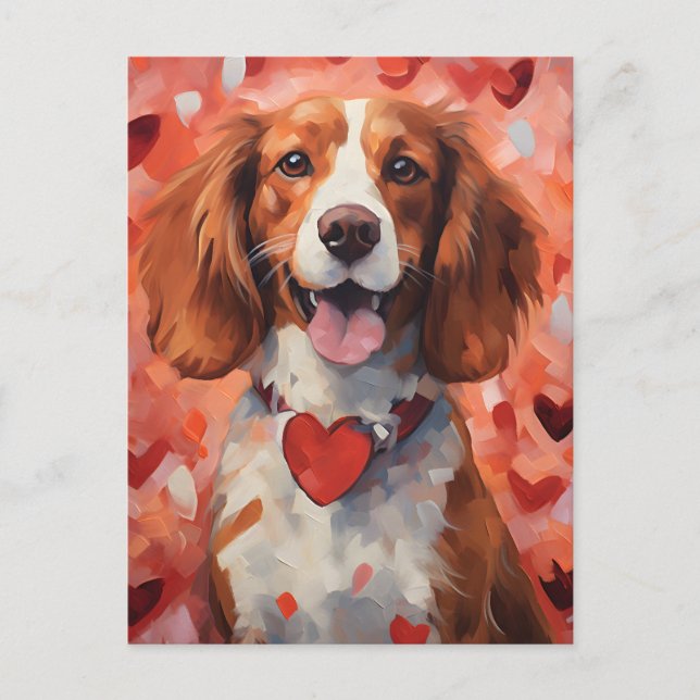 Brittany dog Valentines day Postcard (Front)