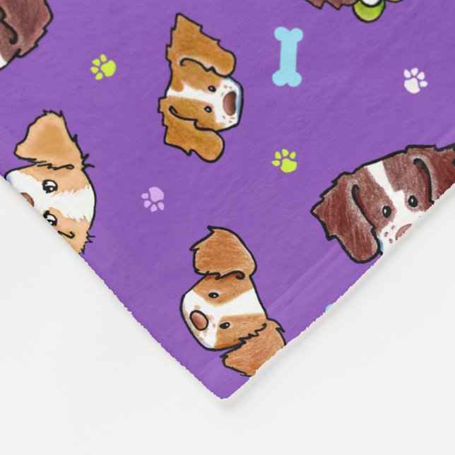 Brittany Dogs KiniArt Fleece Blanket (Corner)