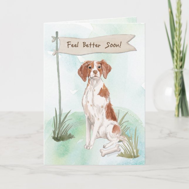 Brittany Feel Better After Surgery to Dog Card (Front)