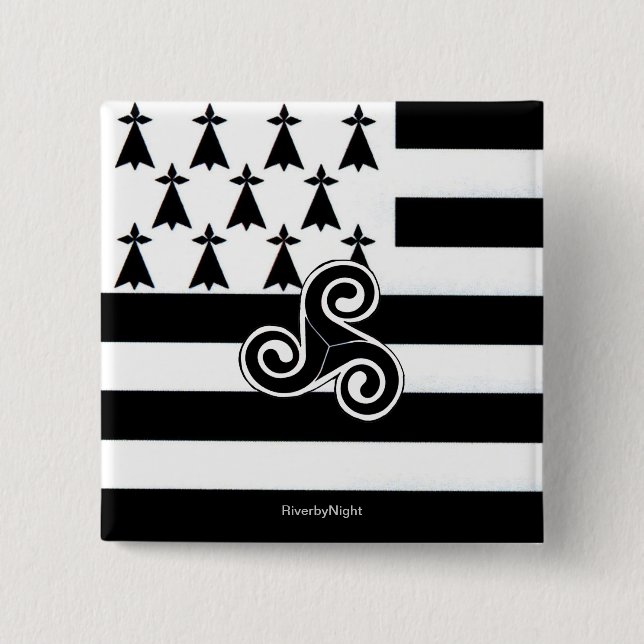 Brittany Flag (Breton) 15 Cm Square Badge (Front)