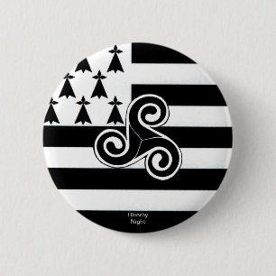 Brittany Flag (Breton) 6 Cm Round Badge