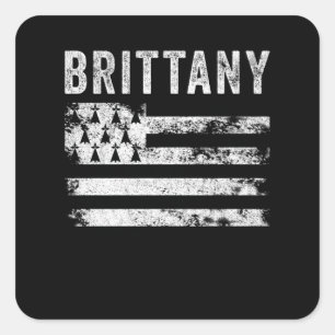 Brittany Flag Distressed - Breton Flag Square Sticker