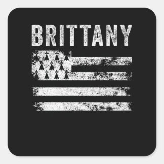 Brittany Flag Distressed - Breton Flag Square Sticker