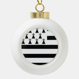 Brittany Flag Emblem Ceramic Ball Christmas Ornament