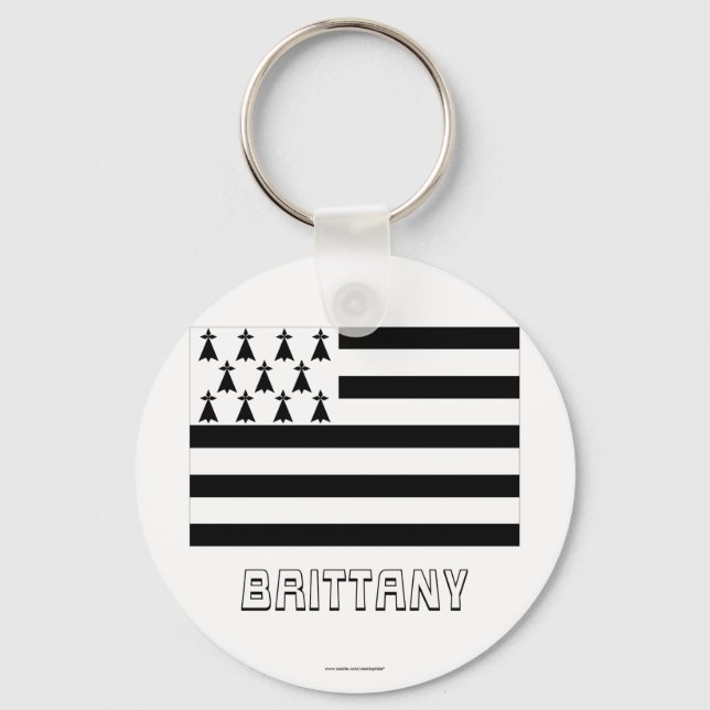 Brittany Flag with Name Key Ring (Front)