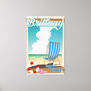 Brittany France beach travel poster Canvas Print