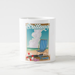 Brittany France beach travel poster Large Coffee Mug