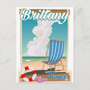 Brittany France beach travel poster Postcard