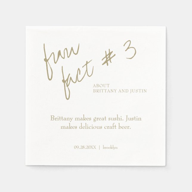 Brittany Gold Fun Fact #3 Wedding Cocktail Napkin (Front)