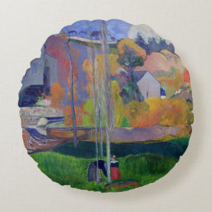 Brittany Landscape: the David Mill, 1894 Round Cushion