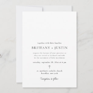 Brittany Modern Black Script Wedding with RSVP Invitation