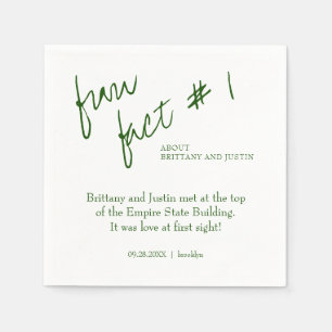 Brittany Modern Emerald Green Fun Fact #1 Wedding Napkin