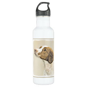 Brittany Painting - Cute Original Dog Art 710 Ml Water Bottle