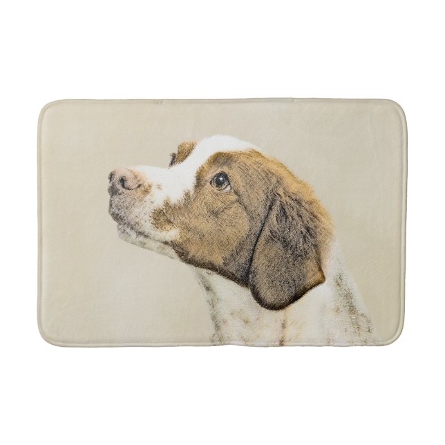 Brittany Painting - Cute Original Dog Art Bath Mat (Front)
