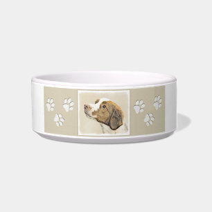 Brittany Painting - Cute Original Dog Art Bowl