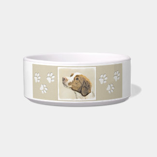 Brittany Painting - Cute Original Dog Art Bowl