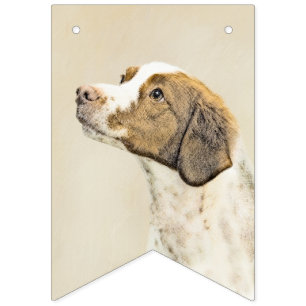 Brittany Painting - Cute Original Dog Art Bunting