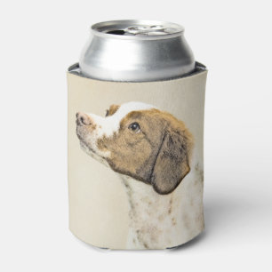 Brittany Painting - Cute Original Dog Art Can Cooler