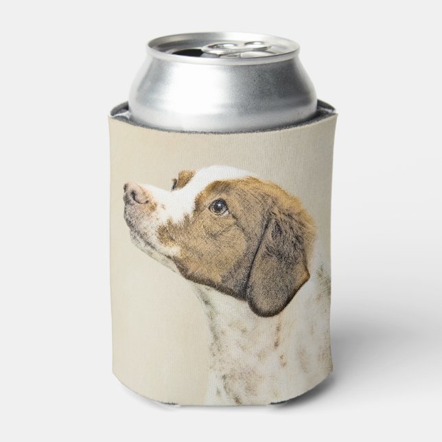 Brittany Painting - Cute Original Dog Art Can Cooler (Can Front)