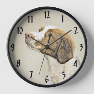 Brittany Painting - Cute Original Dog Art Clock