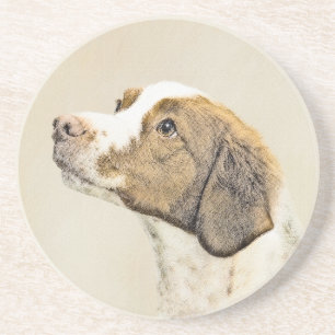 Brittany Painting - Cute Original Dog Art Coaster