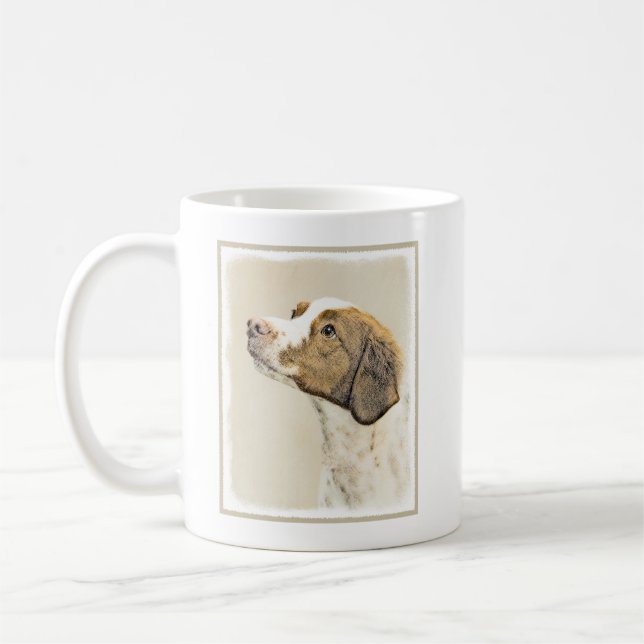 Brittany Painting - Cute Original Dog Art Coffee Mug (Left)