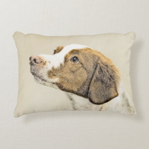 Brittany Painting - Cute Original Dog Art Decorative Cushion