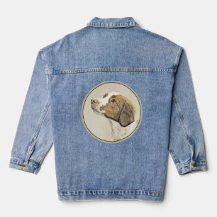 Brittany Painting - Cute Original Dog Art Denim Jacket